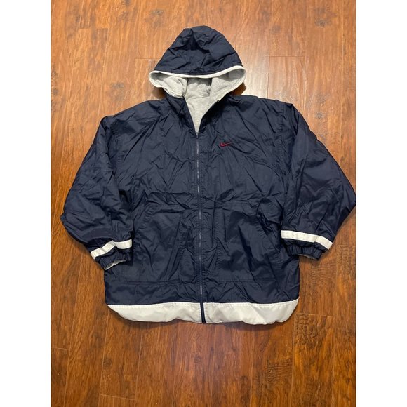 Vintage Nike Reversible Jacket Oversized Blue and Grey Size L - Picture 1 of 11